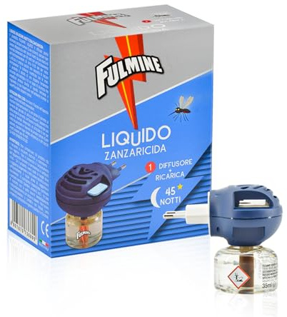 Antizanzare Elettrico-Made in Italy-35ML Ricarica Liquido, Protezione 45 Notti, Antizanzare giardino, Azione Rapida contro Zanzare Comuni e Tigre e Mosche