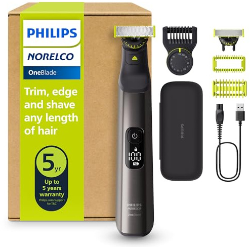 Philips Norelco OneBlade 360 Pro Face + Body, Hybrid Electric Beard Trimmer, Shaver and Bodygroomer, with 360 Blade Technology, Model QP6552/90