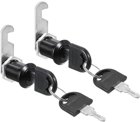 PATIKIL Cabinet Drawer Lock with Keys 2 Pcs 1 (25mm) Keyed Different Zinc Alloy Security Lock Cylinder Cam for Door Cupboard Household Mailbox Office Black