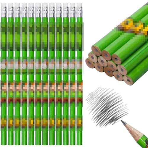 Fizdoqg Miner Bleistift 24 Stück Video Gaming Bleistift Radiergummi HB Bleistifte Holzbleistifte für Schulanfang zum befüllen, Schule, Kindergeburtstag Gastgeschenke Give Away