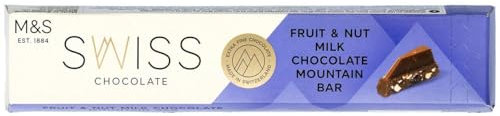 M&S Swiss Fruit & Nut Milk Chocolate Mountain Bar, 100g- Pack of 2X