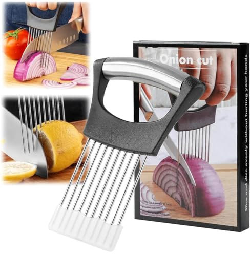 Ptyism 1 Pcs Onion Slicer(with Protective Cover) Onion Holder For丨Vegetable Slicer Holder,Meat Slices Tool for Cutting Vegetable, Fruit, Potato, Avocados, Meat