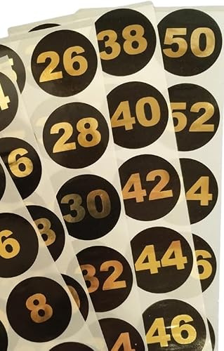 Vinyl Adhesive Numbers, 3.5 cm, 1-60, Black and Gold, Waterproof, for Filing Cabinets and Mailboxes (GOLD GLOSSY)