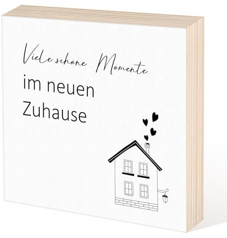 Namalu Geschenk Einzug Neue Wohnung Holzbild Zuhause 15 x 15 x 1,8cm mit Sprüche Viele Schöne Momente im Neuen Zuhause Geschenke für Einzug Neues Haus Holzbild Deko Kollegin Freund (Housewarming)