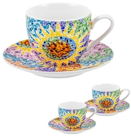 DRW Set 2 porslinsmuggar med Gaudi-element 100 ml kopp: 5 x 5 x 6,5 cm