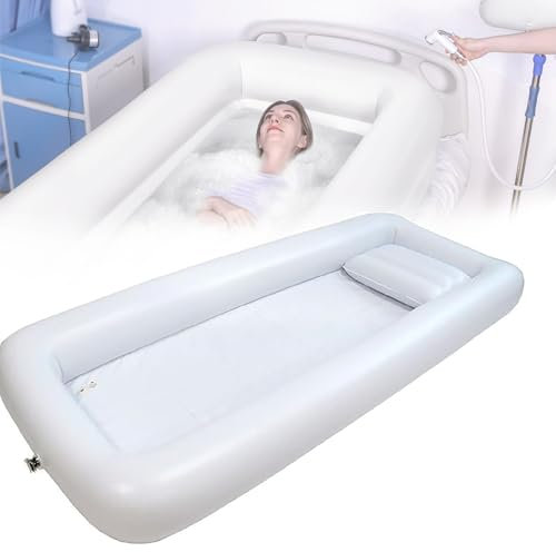 Vdhfgso Bañera Inflable con Almohada de Aire, Kit de Lavabo de Ducha Plegable, Almacenamiento Compacto for Personas Mayores con discapacidad en Cama.