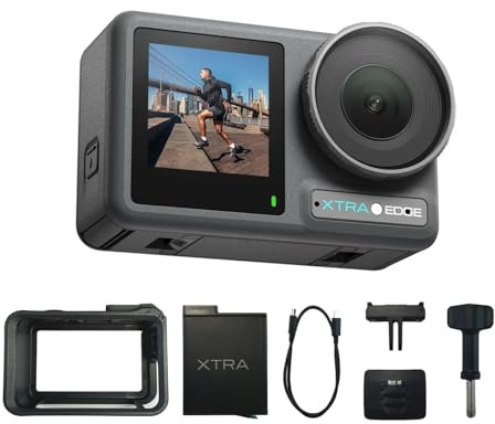 Xtra Edge Action Camera, 1/1.3 Sensor & 4K Cinematic Video, Hyper Stabilization, Waterproof Camera to 52 Ft, 3-Hour Battery, Universal Quick Mount, Vlogging Camera for Adventure Photography