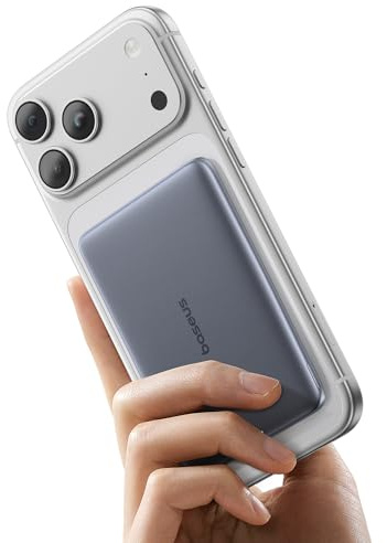 Baseus Picogo AM41 Power Bank, Ultra Slim 5000mAh Magsafe Powerbank, PD 20W Schnellladung, Portabel, Wireless Magnetische Externe Batterie mit USB C Kabel für iPhone 17/16/15/14/13/12, Space Grauer