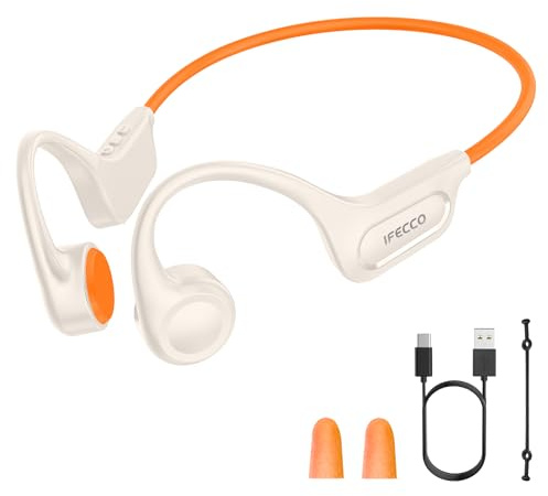 IFECCO Casque Conduction Osseuse Bluetooth 5.4 – IPX6 étanche à Conduction Osseuse avec Micro, Casque de Sport sans Fil à Oreilles Ouvertes pour Le Cyclisme, la Randonnée, la Course à Pied