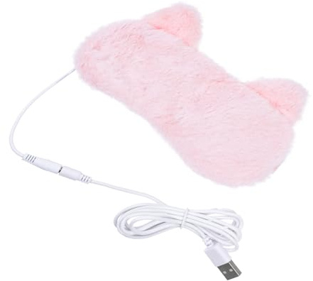 ibasenice Antifaz USB Calefactable para Ojos Compresa Térmica, 3d Diseño Cartón Rosa, Transpirable para Dormir y Aliviar Fatiga Ocular en Casa, Viaje y Oficina