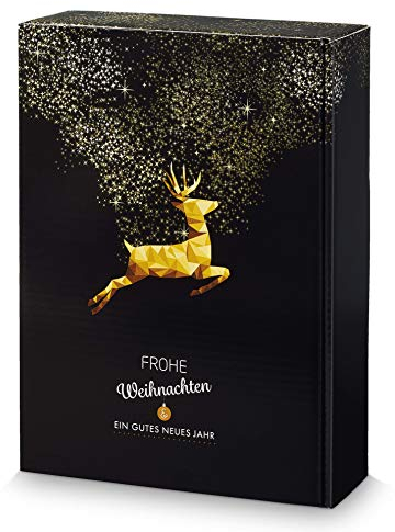 5 Stück/Set. Wein Flaschen Geschenkkarton 3er Schwarz & Gold zu Weihnachten