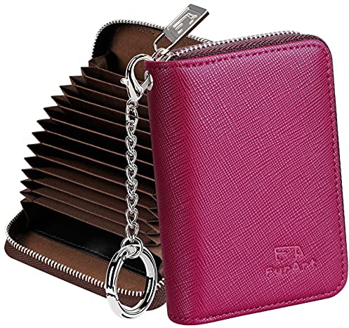 FurArt Zipper Wallet Women, RFID Blocking Credit Card Wallet, Business Card Holder, Compact Size KeyChain Wallet