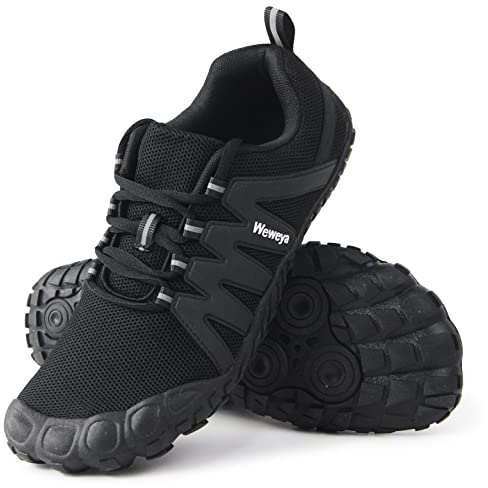 Weweya Minimalist Shoes Men Five Fingers Cross Training Barefoot Running Shoes Indoor Biking Gym Workout Cycling Spin Exercise Size 11 Black