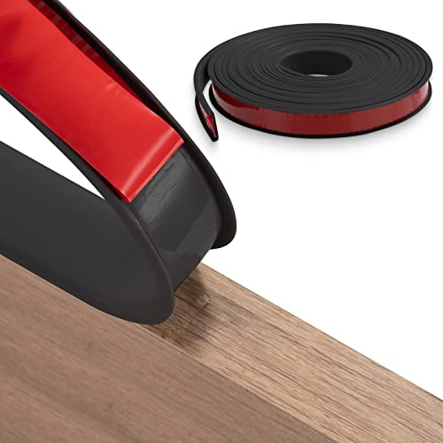 FAKILO 5m×25mm U-Shape Flexible Furniture Edge Banding TPE Self Adhesive Veneer Edging Strip Edge Protector Black DIY Furniture Edge Trim for Table Cabinets Chairs Shelves Restoration