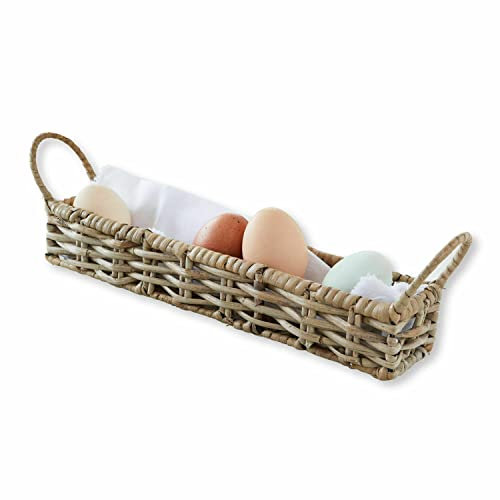 Loberon Eierkorb Tabarre, mit Henkel, passend für 6 Eier, Landhaus-Ambiente, Ostern, Ostertafel, Servierhelfer, Tischaccessoires, Aufbewahrung, Rattan, braun