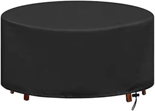 TOOSOAR® Funda Mesa Exterior Impermeable, T x H Ø 120x75CM, Funda Mesa Jardin, Redondo Funda Muebles Jardin, Negro