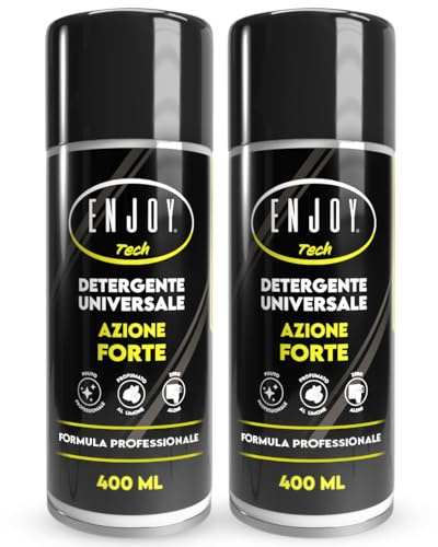 ENJOY TECH Pulitore Interni Auto Professionale 2x400ml – Schiuma Attiva per Alcantara, Pelle, Tessuti e Cruscotti – Sgrassatore Auto Anti-Aloni e Antipolvere, Profumo Limone – Made in Italy