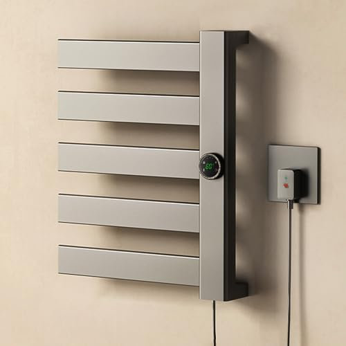 Scaldasalviette Elettrico Bagno,230 W Termoarredo Elettrico Bagno con Generatore di ioni Negativo e Aria Calda e Fredda a 3 velocità,Termostato Intelligente Display Touch a LED- Gun Gray R