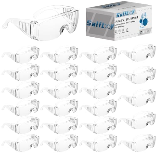 Salfboy 24 Pack Safety Glasses Over Eyeglasses with Anti-Fog and Scratch Resistant ANSI Z87.1 Eye Protection for Lab Goggles Nurses Workers Architect