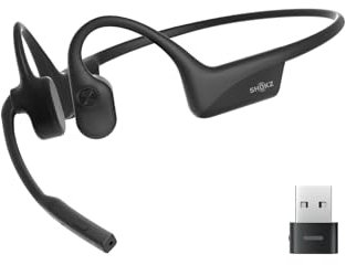 SHOKZ OpenComm2 UC 2025 Upgrade Bone Conduction Headset with USB-A adapter, Open-Ear Bluetooth Headphone with Noise Cancelling Mic, Wireless Earphone for Work, Call, Meeting, Driving, 16H Talktime
