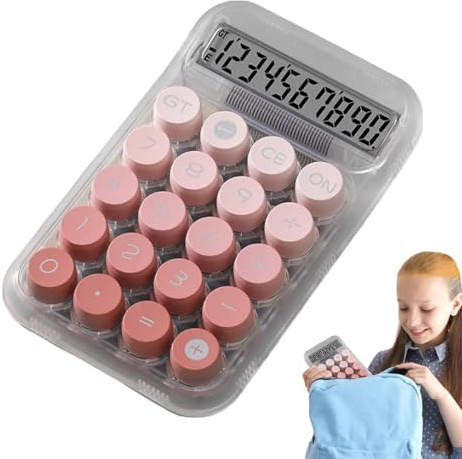 Teclado mecánico de la calculadora, calculadora de colores | Botones mecánicos Lindo teclado Calculadora de escritorio - Calculadora mecánica portátil transparente y duradera para cálcul