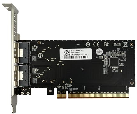 Gen4 SFF-8654-adapter, dubbla portar SFF-8654 8i till PCIe 4.0 X16-plats, med konsol design, applikation för länk med NVMe SSD. Ej stöd SAS SSD.