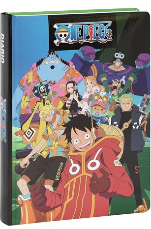 ONE PIECE - Diario Scuola Ufficiale One Piece, Diario 12 Mesi Ideale per la Scuola Elementare, con Copertina Imbottita e 320 Pagine Interne Stampate a Colori, 13 x 17,8H