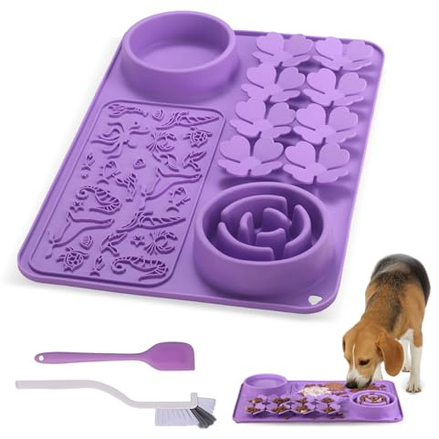 Silicone Lick Mat for Dogs & Cats – Slow Feeder Dog Bowl, Non-Slip Licking Mat for Large & Small Breeds, Puzzle Feeder & Snuffle Mat for Fast Eaters, Interactive Pet Food Mat