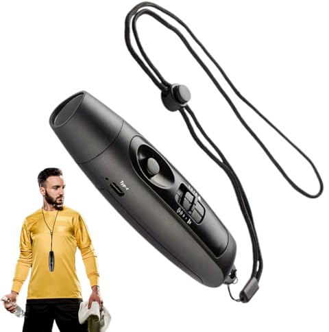 Silbato de mano, multiuso, ajustable, 3 diferentes dispositivos de silbato de mano, recargable por USB, silbato eléctrico de alto volumen con cordón y luz para control de tráfico