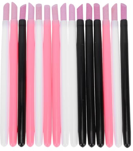 PLAFOPE 15 pièces Penne à Polir Ongles Multifonctions pour Manucure Professionnelle Quartz pour Nettoyage et Polissage des Cuticules Noir Blanc Rose