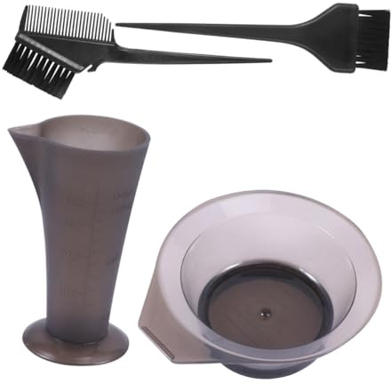 ARTSEWPLY Kit de Tinte Cabello Profesional 4 Piezas Cuenco para Tinte, Taza Medidora y Pincel, Material Plástico Duradero, Colores Surtidos, Adecuado para Uso en Salón y Hogar
