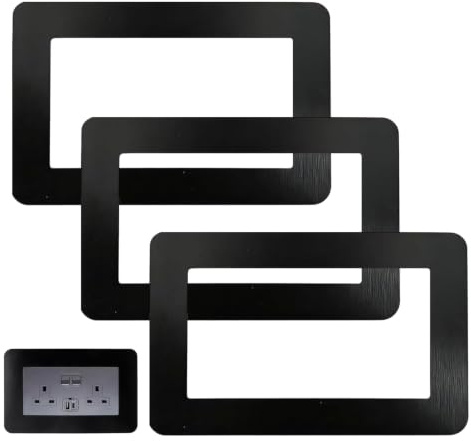3 Pcs Double Socket Surround, Black Light Switch Surround Cover Plates for Decoration and Protection Wall Sockets and Switches (14.6 × 8.6 cm)