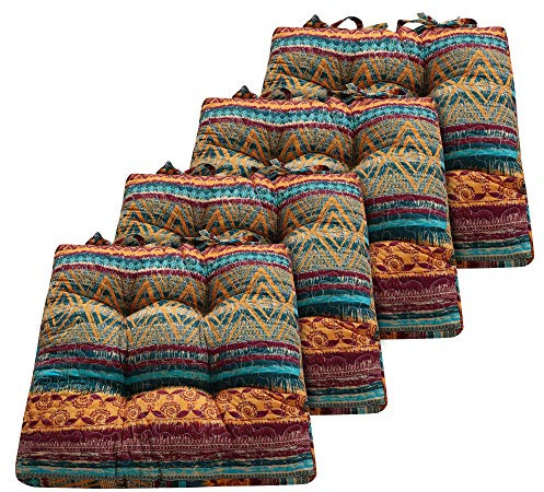 Greenland Home Triple-Cushioned 18x18-inch Chair Pad - Seat Cushion, Set of 4, Southwest