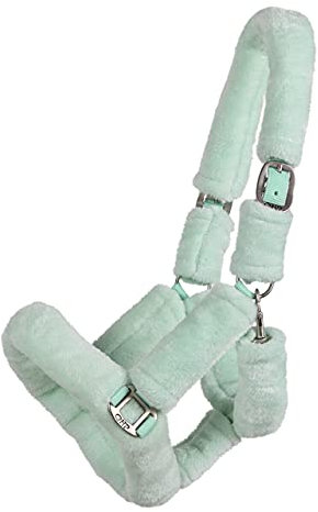 QHP Halfter Alaska komplett mit weichem Teddy-Kunstfell bezogen (Warmblut, Minze)