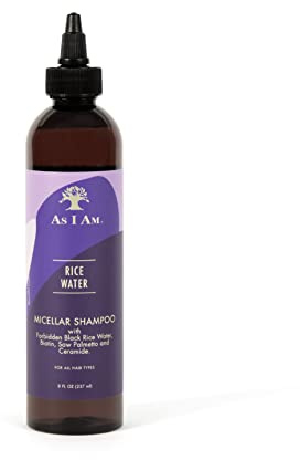 As I Am Rice Water Shampoo 8 oz - with Forbidden Black Rice, Saw Palmetto, Biotin - Gentle Cleanser - Moisturizing - Vegan & Cruelty Free - Sulfate Free - Paraben Free - For All Hair Types