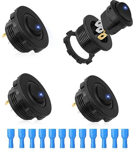 4 Stück Kippschalter Schalter 12v On/Off Einrastbare mit Selbsthemmung Mini 3 Polig Wippschalter für Einbau Wohnmobil Switch Taster Modellbau Auto Boot HaushaltsgeräTe Lampenschalter Einrastbare