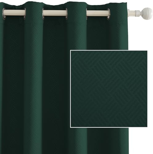 Ystyle Verdunklungsvorhänge 2er Set, Thermovorhang Gegen mit Ösen, 140x280 cm, Modern Gardinen Abdunkelnde Vorhänge Wohnzimmer Schlafzimmer, Schallschutz Vorhang, Verde Scuro