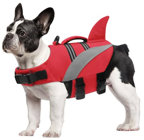Oslueidy Chaleco Salvavidas para Perros Chaleco Salvavidas para Tiburones de Alta Flotabilidad Chaleco Salvavidas para Perros Chaleco de Seguridad para Mascotas Bote de Natación Bañador