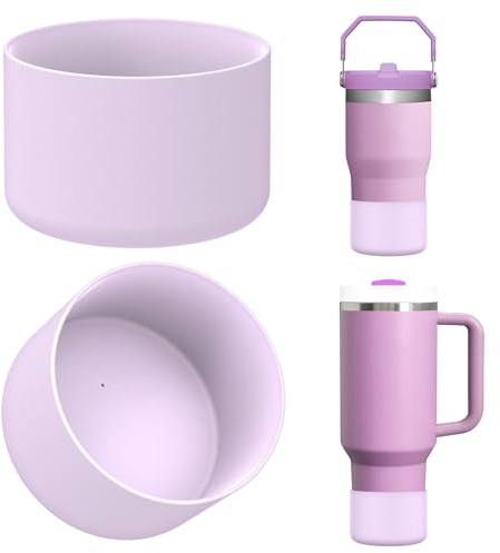 Linkidea - Pack de 2 fundas de botella compatibles con Stanley Quencher H2.0 de 20 oz, 30 oz y 40 oz, vaso IceFlow Flip de 20 oz y 30 oz, funda de silicona para la base de la botella (Orquídea)