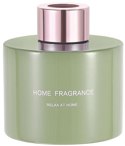 sourcing map Empty Glass Diffuser Bottle 140ml/4.7oz Refillable Fragrance Accessories Aromatherapy Jar Container for Replacement Reed Diffuser DIY Home Bathroom Green with Gold Tone Cap