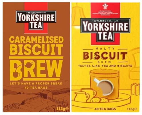 Yorkshire Tea Variety Pack x40 Tea Bags, Flavours Inc. Malty Biscuit Brew and Caramelised Biscuit Brew (Pack of 2, Total 80 Tea Bags)