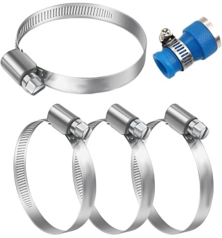 SGERUFZ 4 Pièces Collier de Serrage Inoxydable 304 Ajustable, Collier de Serrage Inox pour Tuyau d'Essence, Conduite Diesel, Tuyau d'Eau, Conduite de Gaz Domestique (46-70mm)