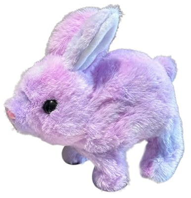 Bunny en Peluche Électronique pour Animaux De Compagnie, Lapin en Peluche Interactif, Jouet De Lapin De De Marche, avec Expérience Jeu Réaliste, 18x17x8cm, Orange/Roses/Violet, pour Les Enfant