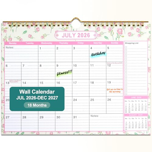 Calendar 2026-2027 UK Academic Wall Calendar 2026-2027 Family Planner Month to View from July 2026 – December 2027,18 Month Calendars Monthly Planner for Office,School,30x21CM