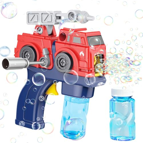 Pistola de Burbujas para Niños, Máquina de Burbujas de Jabón con Solución, Pistola de Pompas de Jabón Portátil, Máquina Automática Pompas de Jabón para Fiestas Bodas Al Aire Libre