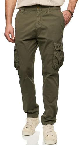 Indicode INRamen - Pantalones cargo de algodón con 6 bolsillos para hombre, militar, L