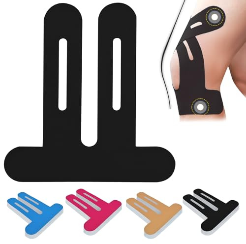 10 pièces Prédécoupées Tape Kinesiologie Genou Tape noir - kinesio tape bande kinesiologie, résistant à l'eau & doux pour la peau Ruban de physiothérapie douleurs genoux correction de la posture