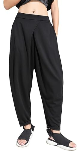 Gothic Hakama Hosen für Damen Trousers Elastische Taille Culottes Casual Loose Gaucho Hosen Japanisch Harajuku Stil Trendy