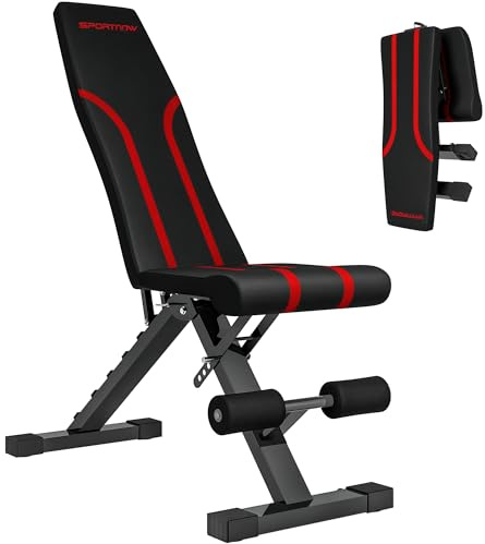 SPORTNOW Banc de musculation pliable inclinable, banc réglable pour l'entraînement complet, siège et dossier réglable plat ou incliné pour développé couché, curl biceps, charge 230 kg, acier noir