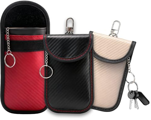 NGOKPYD Etui Anti RFID Signal Faraday Pochette Sac, Lot de 3 Pochettes Blocage Signal pour Clé Voiture, Protection Antivol Anti Piratage de Télécommande Véhicule (Moyen)